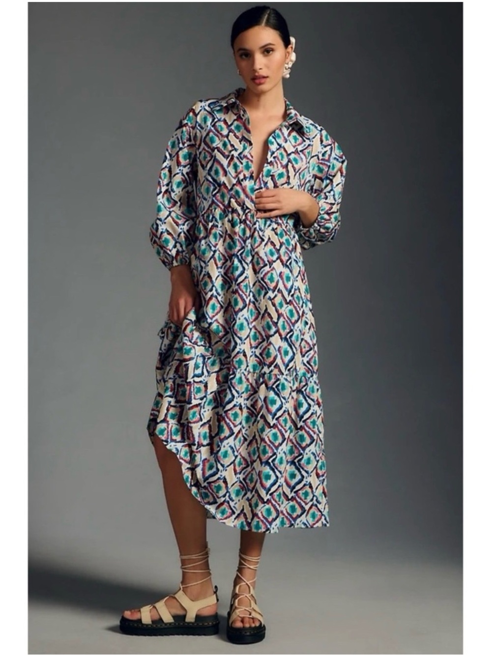 Maeve Anthropologie the Bettina Tiered Shirt Dress